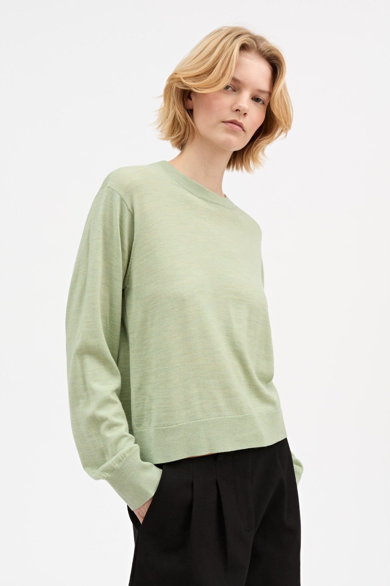 Skall Studio Amara o-neck jumper Jumper Light green mélange