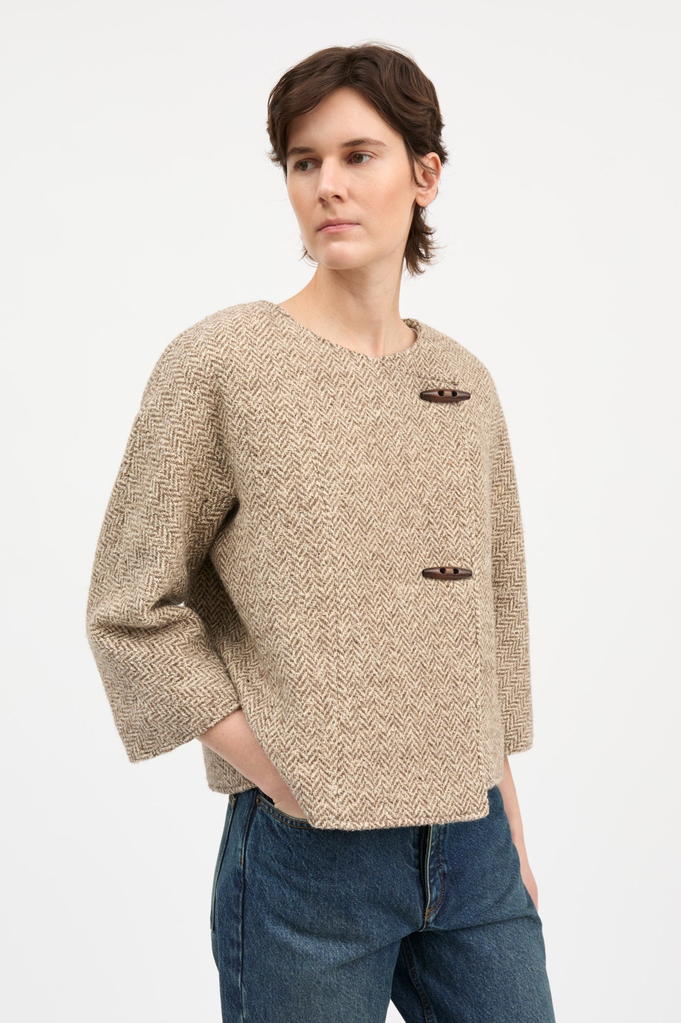 Skall Studio Clothilde blazer Blazer Brown/Cream herringbone