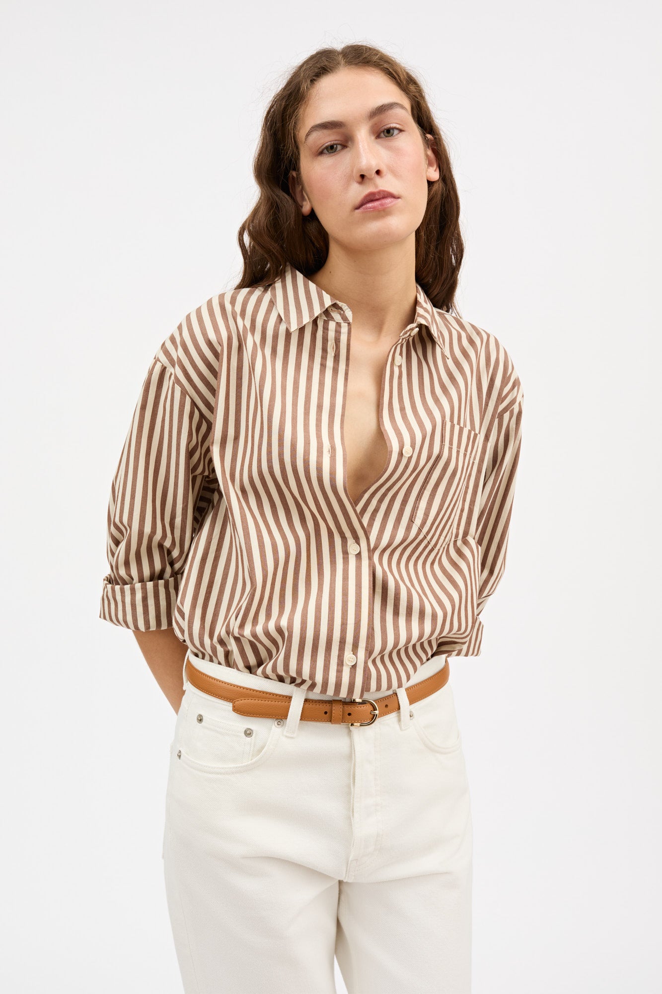 Skall Studio Edgar shirt Shirt Brown/Ecru stripe