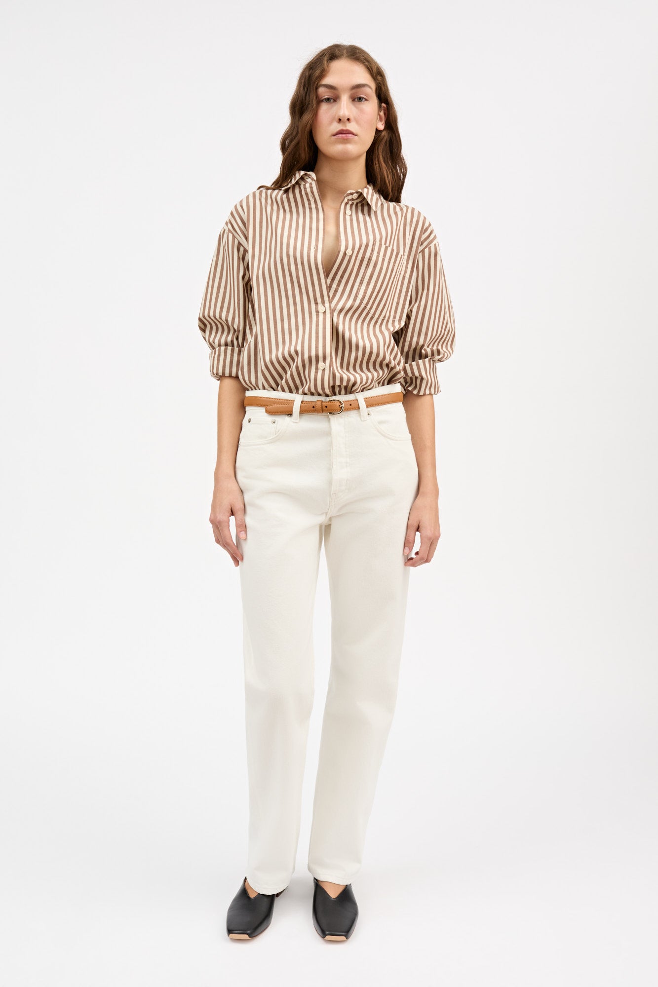 Skall Studio Edgar shirt Shirt Brown/Ecru stripe