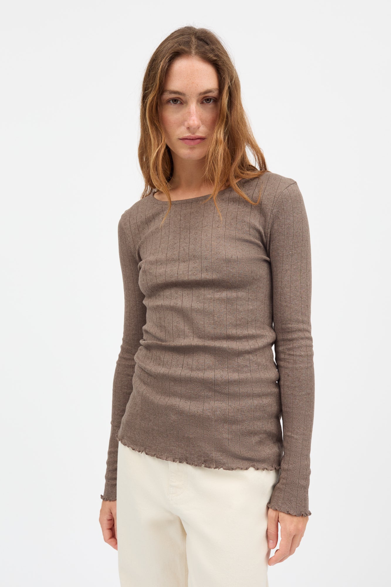 Skall Studio Edie blouse Tee Brown mélange