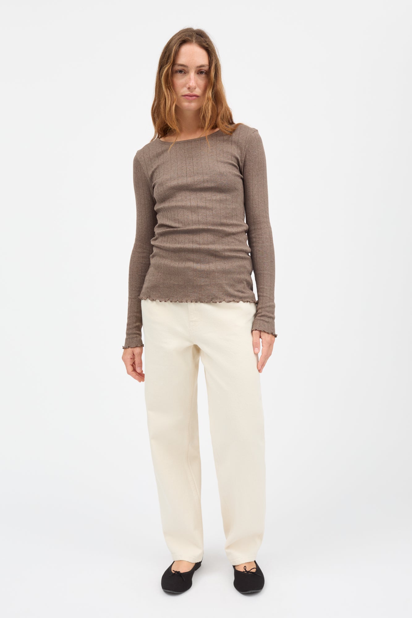 Skall Studio Edie blouse Tee Brown mélange