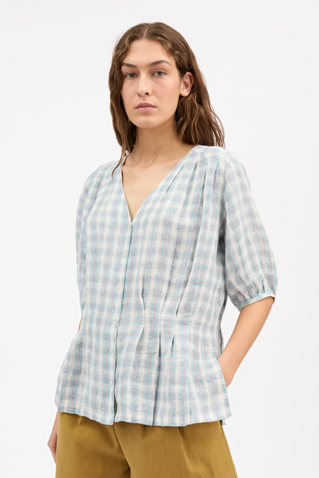 Skall Studio Elvira blouse Blouse Purple/blue check