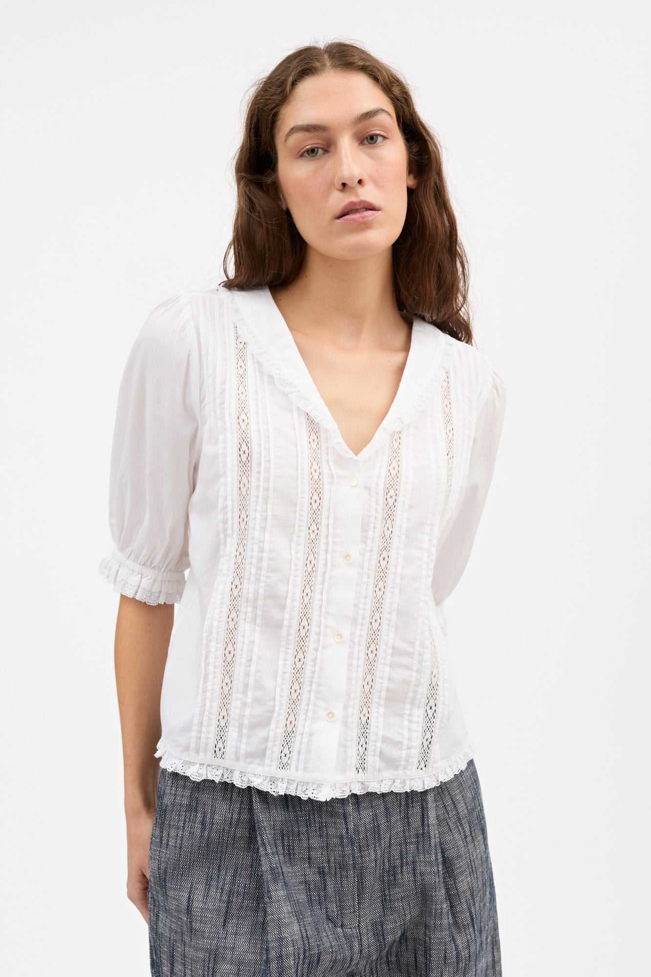 Skall Studio Magnolia short sleeve blouse Blouse Optic white