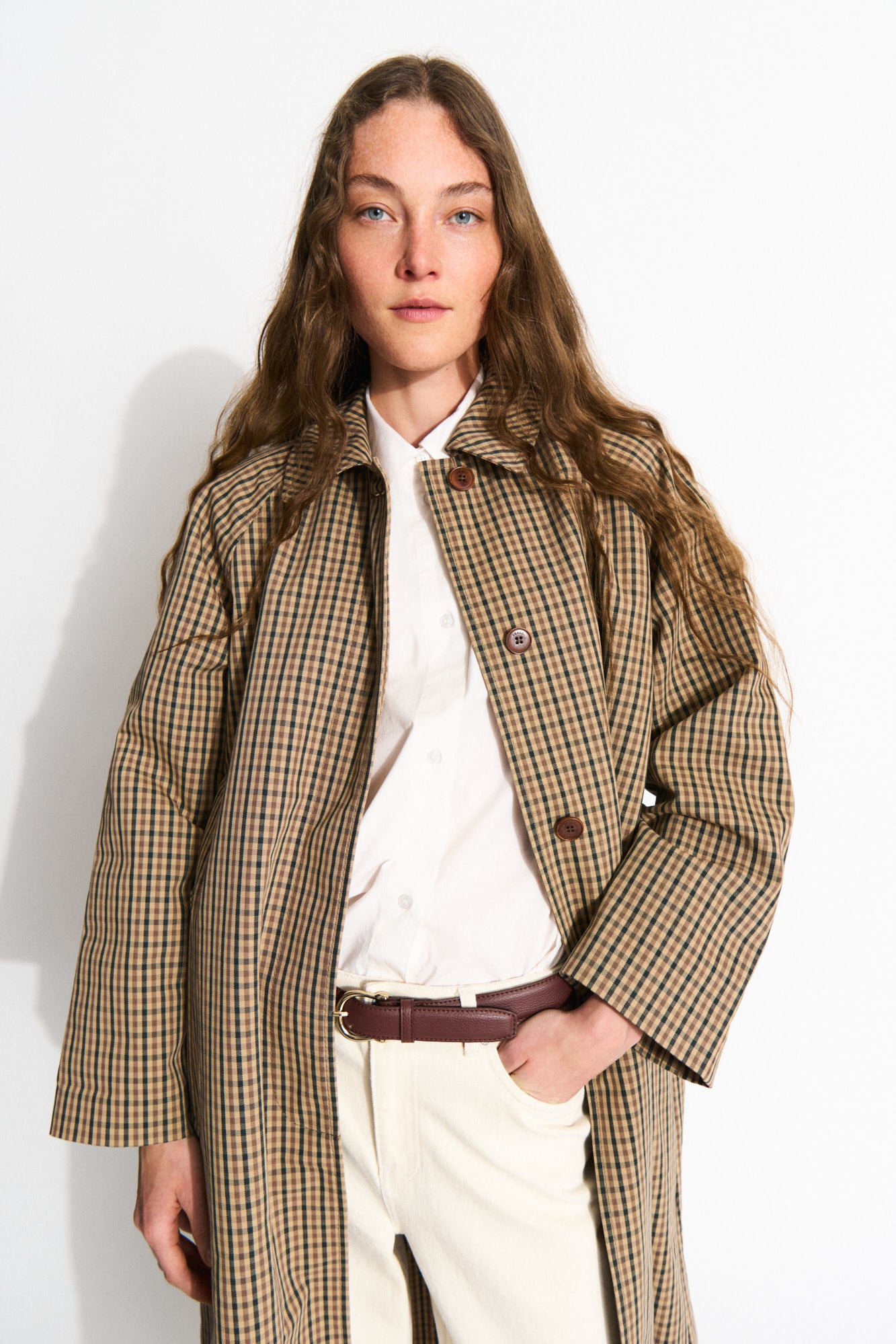 Skall Studio Maryanne coat check Coat Brown/beige check