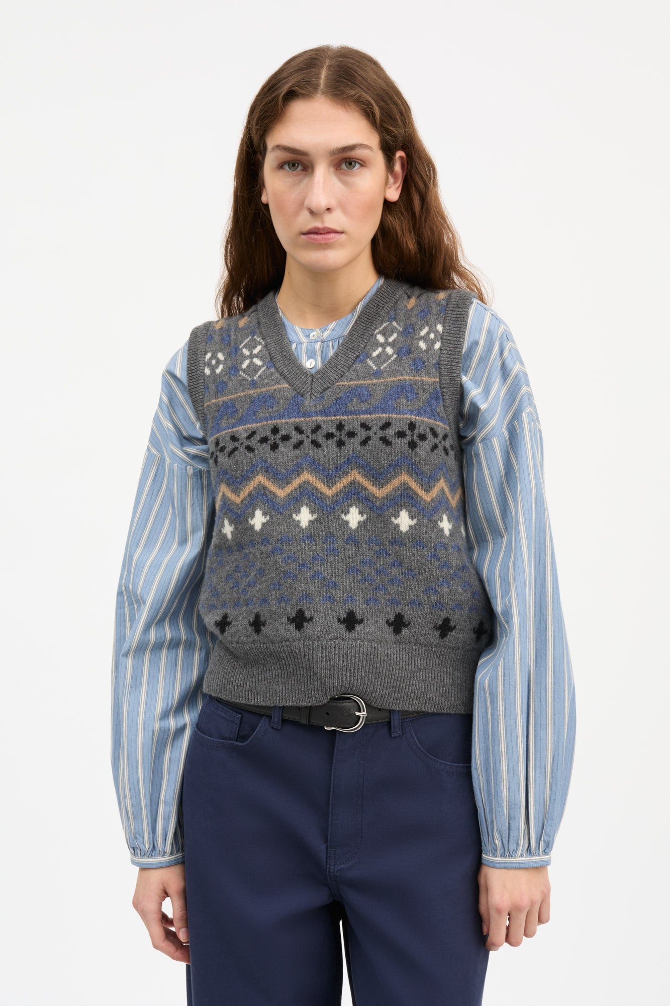 Skall Studio Misty vest Vest Grey jacquard